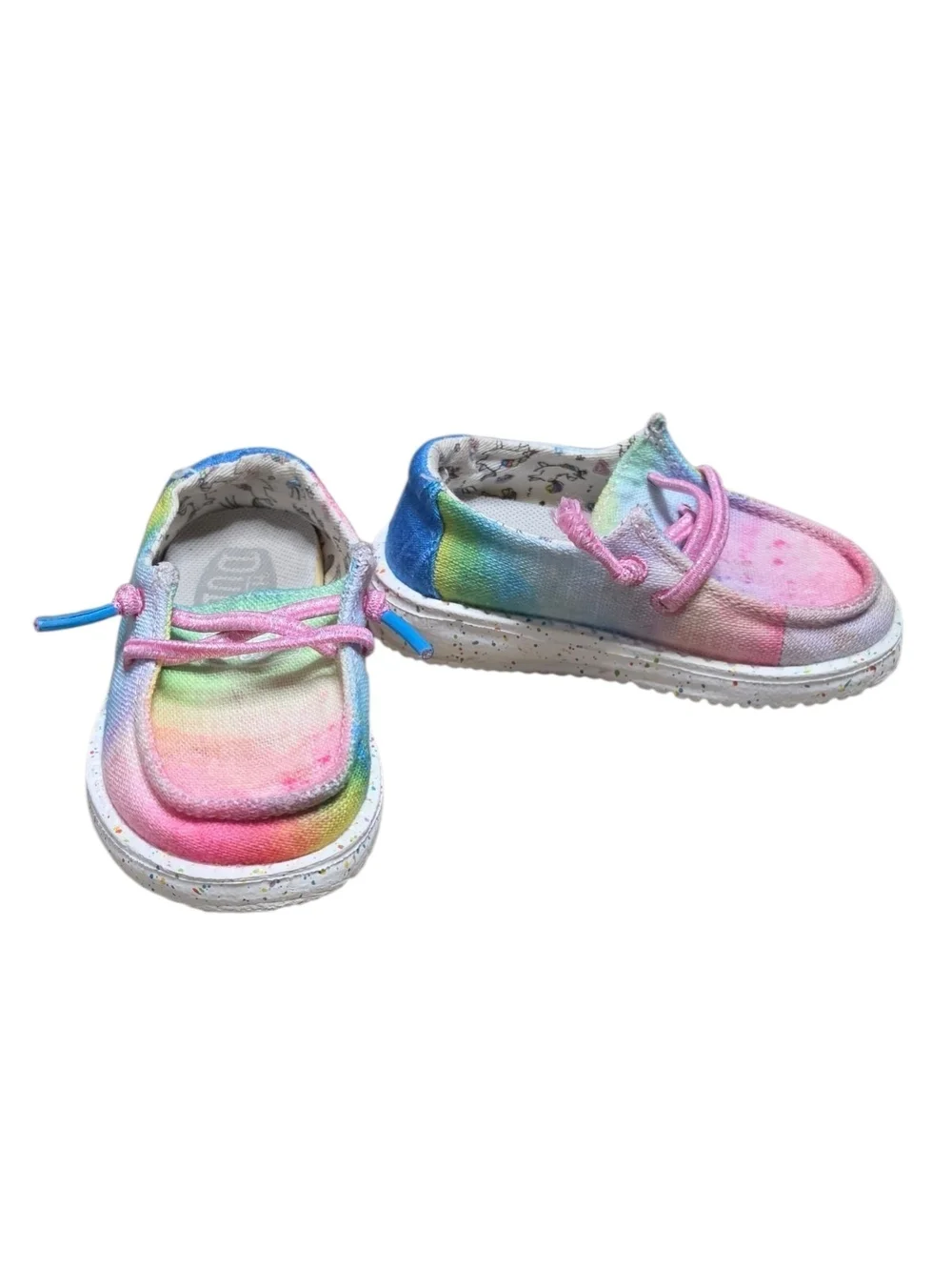 Hey Dude Kids Tie-Dye Canvas Moccasins with Pink Laces